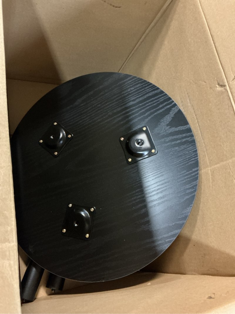 Condition photo showing As Is for AWASEN Round End Table, Black Side Table Modern Home Decor Small Accent Table for Small Space Living Room, Bedroom and Balcony, Easy Assembly, 19.5''H x 16''D (Black) Black Walnut