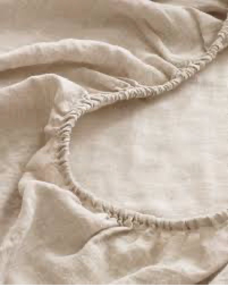 european linen chambray fitted sheet 1 pcs  queen natural