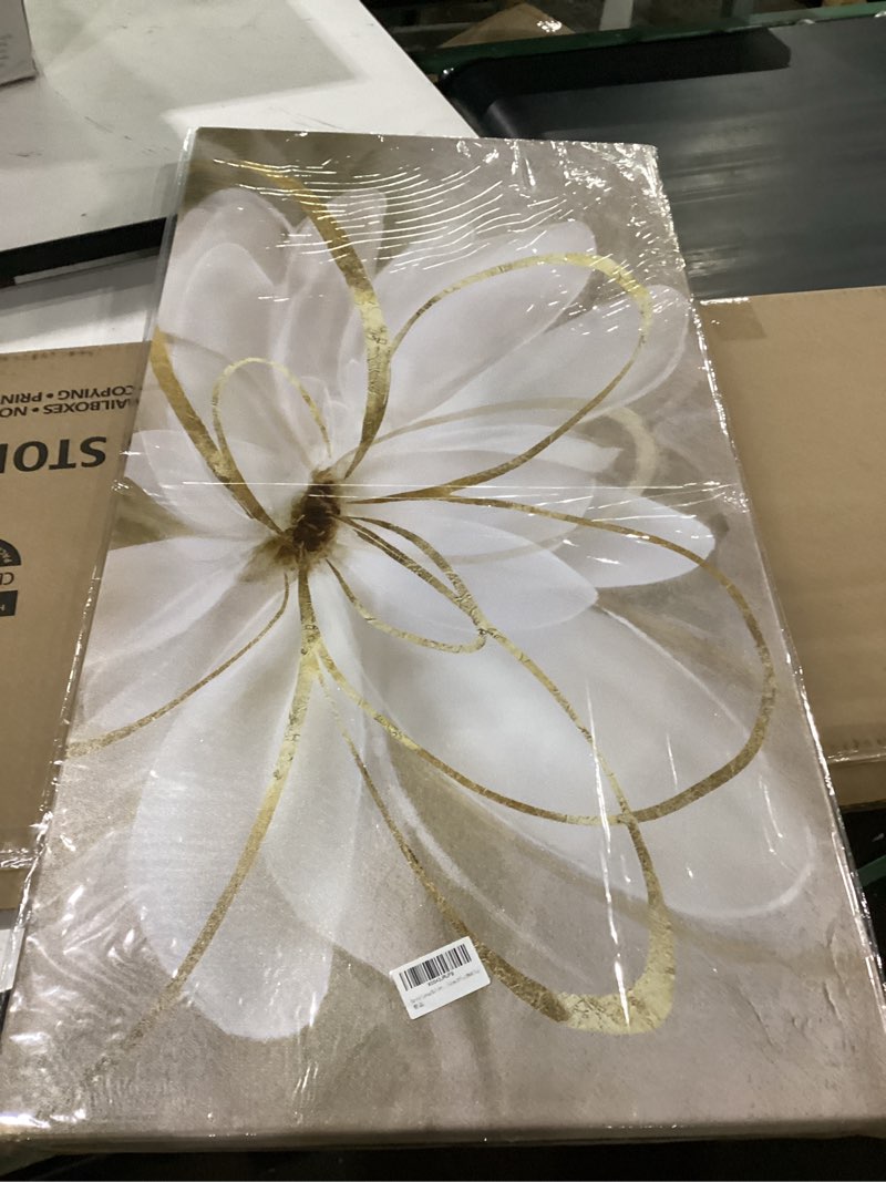 Condition photo showing Good Condition for kureful canvas wall art for bedroom/gold flowers canvas pictures/modern home decorations for living room kitchen office 20x40 inch 20"x40"x1 gold