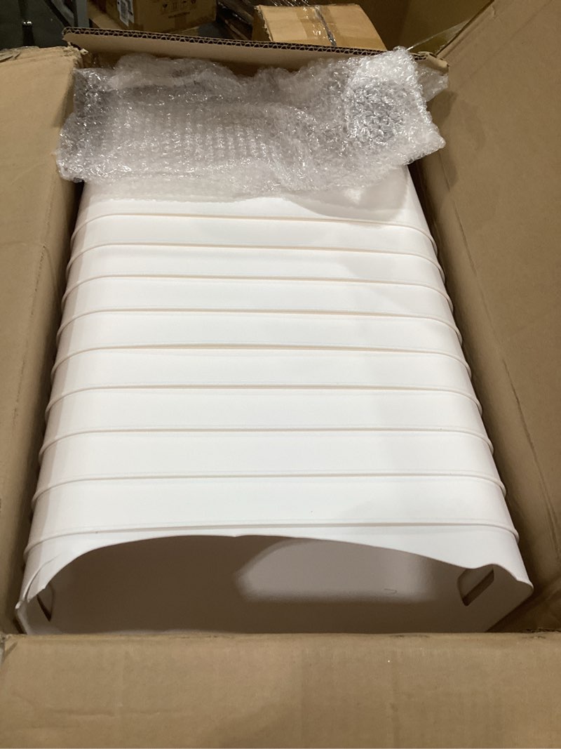 Condition photo showing As Is for zopeal plastic storage bins 10 pcs white pantry organizer bins small baskets storage containers for home kitchen (14 x 10.5 x 9.5 inch) white 14 x 10.5 x 9.5 inch