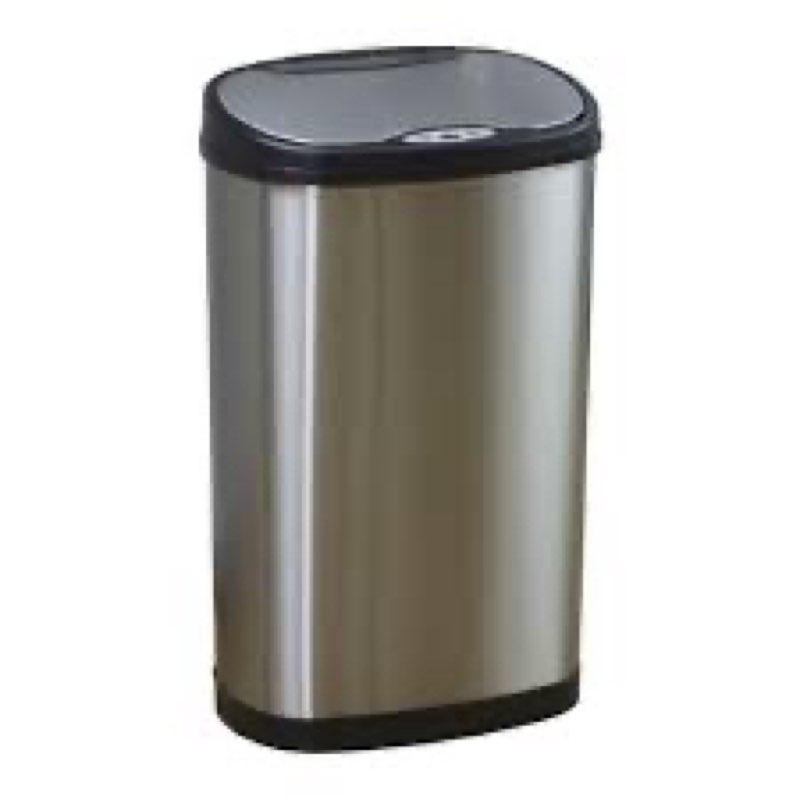 nine stars automatic kitchen trash can, 13 gallon stainless steel, motion sensor hands free soft close lid garbage bin, silver