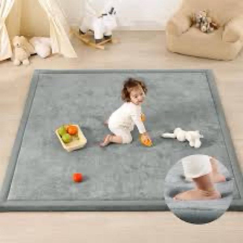 PaPaMat 1.3" Thick Baby Play Mat for Floor, 79x118 Large Foam Tummy Time Mat, Padded Support Soft Pl