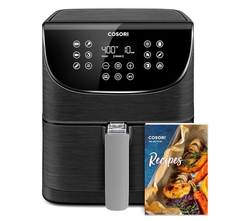 COSORI Pro Gen 2 Air Fryer 5.8QT, Upgraded Version with Stable Performance & Sleek New Look, 13 One Touch Functions, 100 Paper & 1100 Online Recipes, Dishwasher-Safe Detachable Square Basket, Black