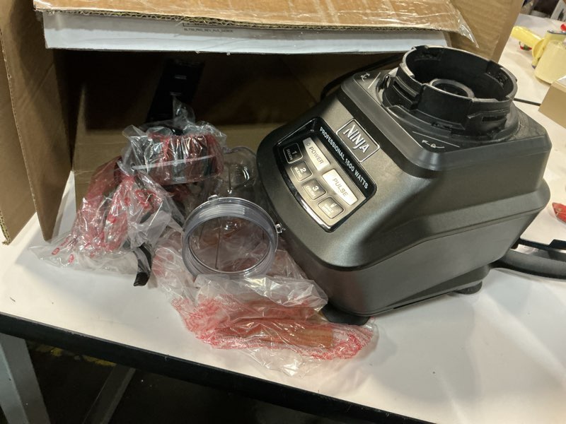 Condition photo showing As Is for ( incomplete) Ninja Mega Kitchen System, 1500W, 72 oz. Full-Size Blender & 8-Cup Food Processor with (2) 16 oz. To-Go Cups, Total Crushing Technology - Smoothies, Ice Crushing, Purees, Dough & More, Black, BL770 Pitcher+Bowl+(2) 16-oz. Cups