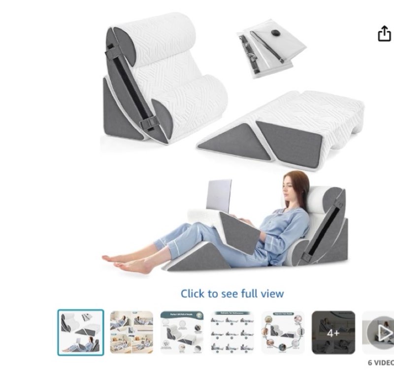 RELIANCER 6pcs Orthopedic Bed Wedge Pillow Set,Post Surgery Memory Foam Wedge Pillows,Adjustable Sit