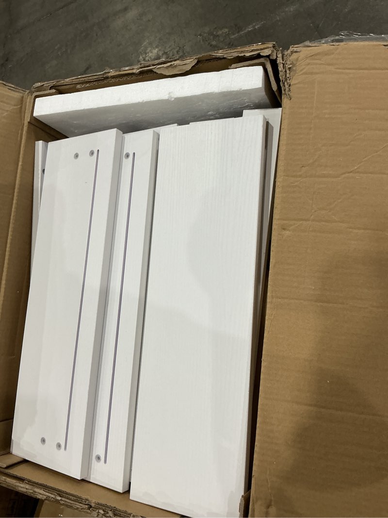 Condition photo showing As Is for led nightstands set of 2, modern white night stand end tables with app & remote control led lighting, 2 drawers, open shelf storage, bedside tables for bedroom and living room