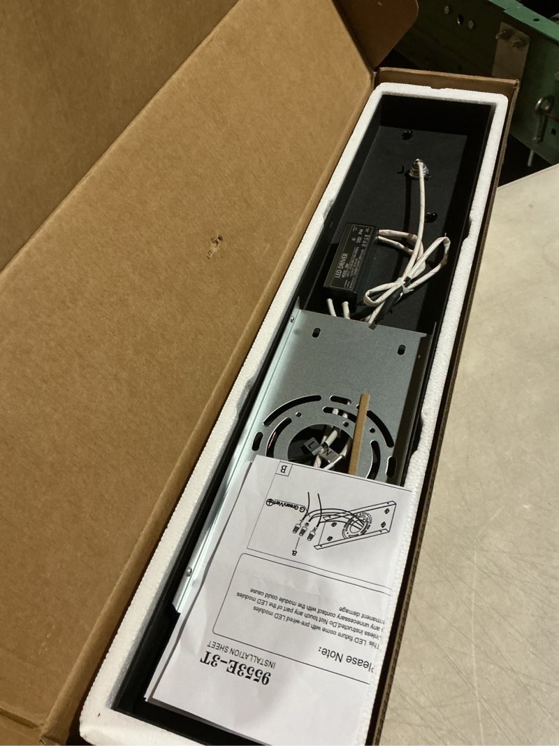 Condition photo showing As Is for SineRise LED Modern Bathroom Vanity Light Fixtures, Modern Acrylic Bathroom Wall Lighting Fixtures Over Mirror (Cool White 6000K) (3-Light, 24-Inch), Matte Black- Non-dimmable 3-Light, 24-Inch Matte Black- Non-dimmable