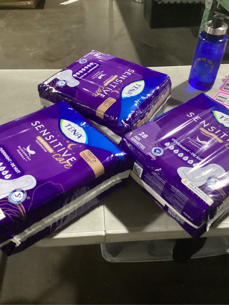 tena sensitive care extra coverage overnight pads