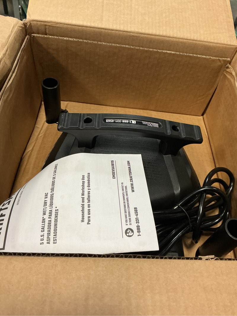 Condition photo showing Good Condition for craftsman 5-gallon 4-hp corded wet/dry shop vacuum with accessories included