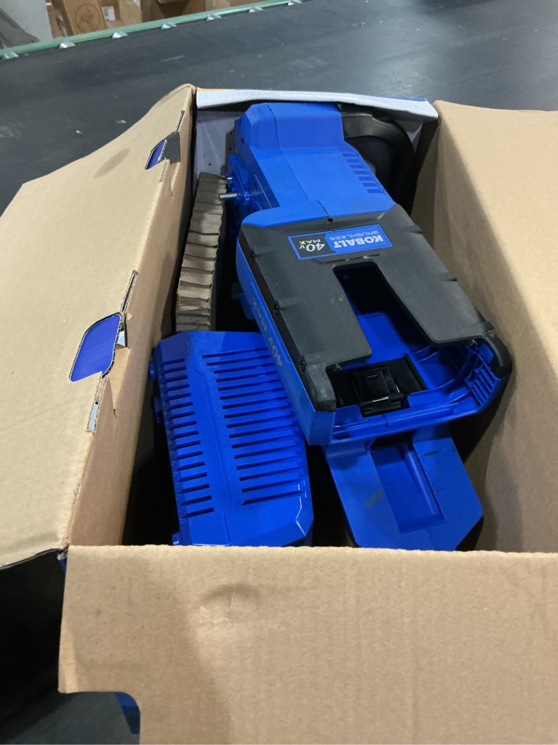 Condition photo showing As Is for kobalt gen4 40-volt 14-in battery 4 ah chainsaw (battery and charger included)