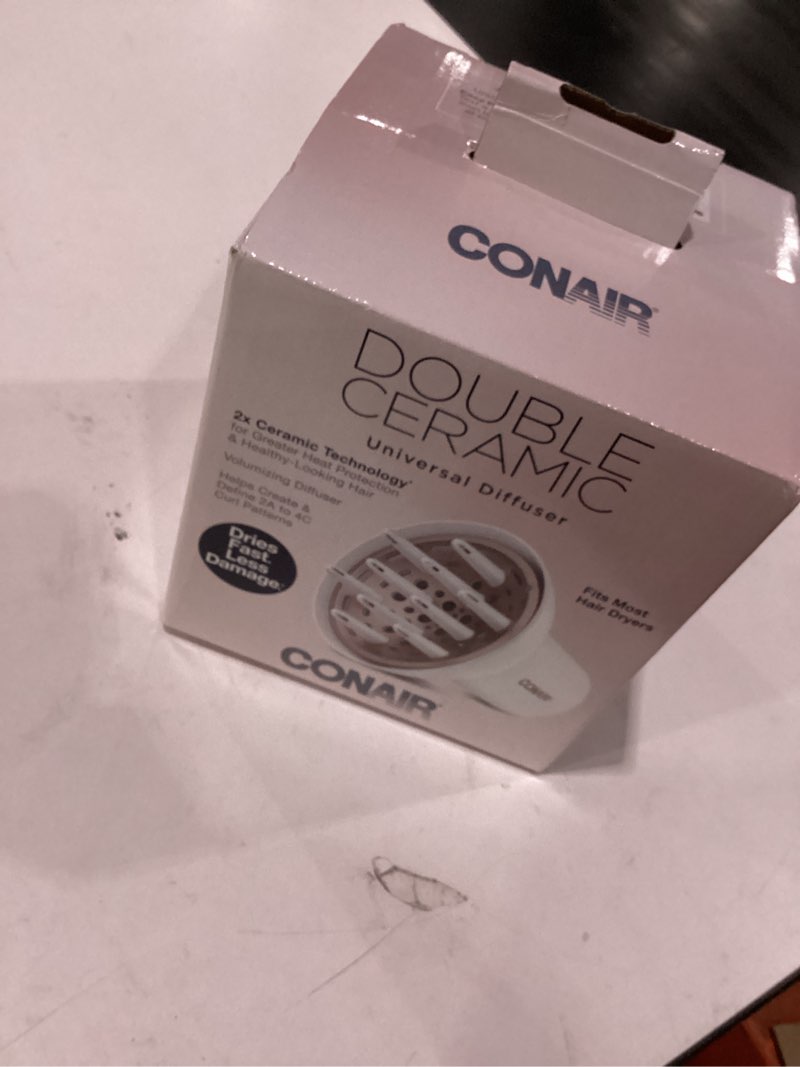 Condition photo showing Good Condition for conair double ceramic universal diffuser attachment for hair dryer, volumizing universal blow dryer diffuser for frizz-free curls, fits dryers with nozzles from 1.75" to 2.1", white 1 count (pack of 1) white
