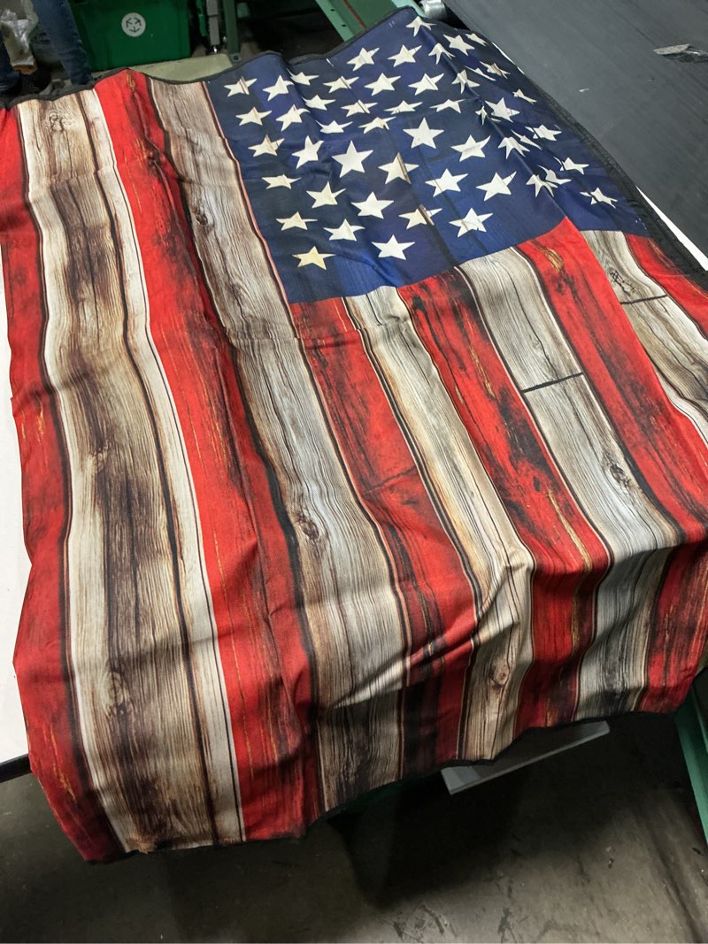 Condition photo showing Good Condition for american flag outdoor tv cover 40 to 43 inches weatherproof & waterproof, red striped blue star outdoor tv enclosure with remote control pocket, vintage wooden tv screen protectors for outside tv 40"-43" vintage american flag