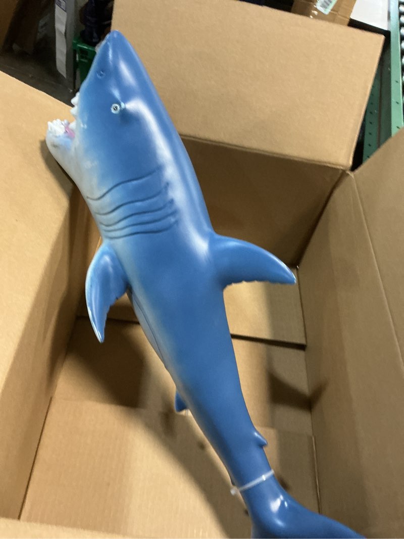 Condition photo showing As Is for Wow in The World 24" Jumbo Soft Great White Shark | Glow-in-The-Dark Eyes & Teeth | Kids Learning Through Play | Includes Shark Toy and Fun Fact Card