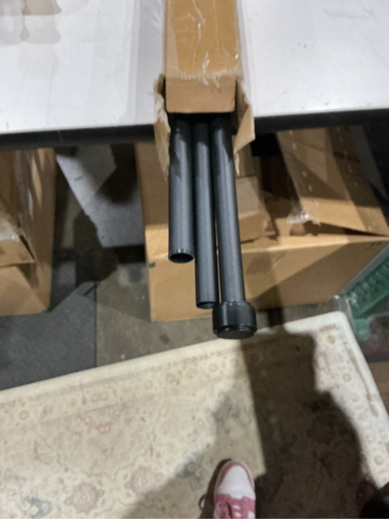 Condition photo showing As Is for byondeth curtain rods for windows 16 to 144 inches adjustable length 1 inch diameter window curtain rod with aluminium finials, black black 16" to 144"