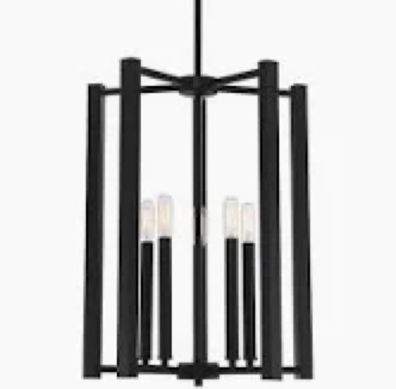 *missing parts*Hayward 3-Light Pendant in Matte Black with Warm Brass Accents