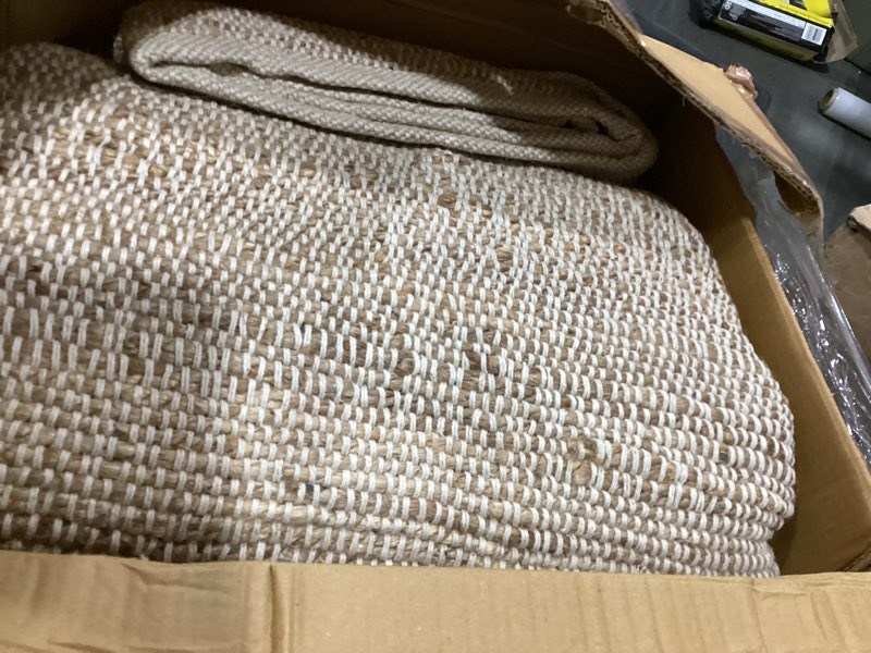 Condition photo showing Good Condition for jute area rug 1.5x2.5 ft, handmade natural braided double sided rectangular rug, reversible beige woven floor carpet for living room, bedroom, dining room & farmhouse decor 2'6" x 1'6" (rectangular)