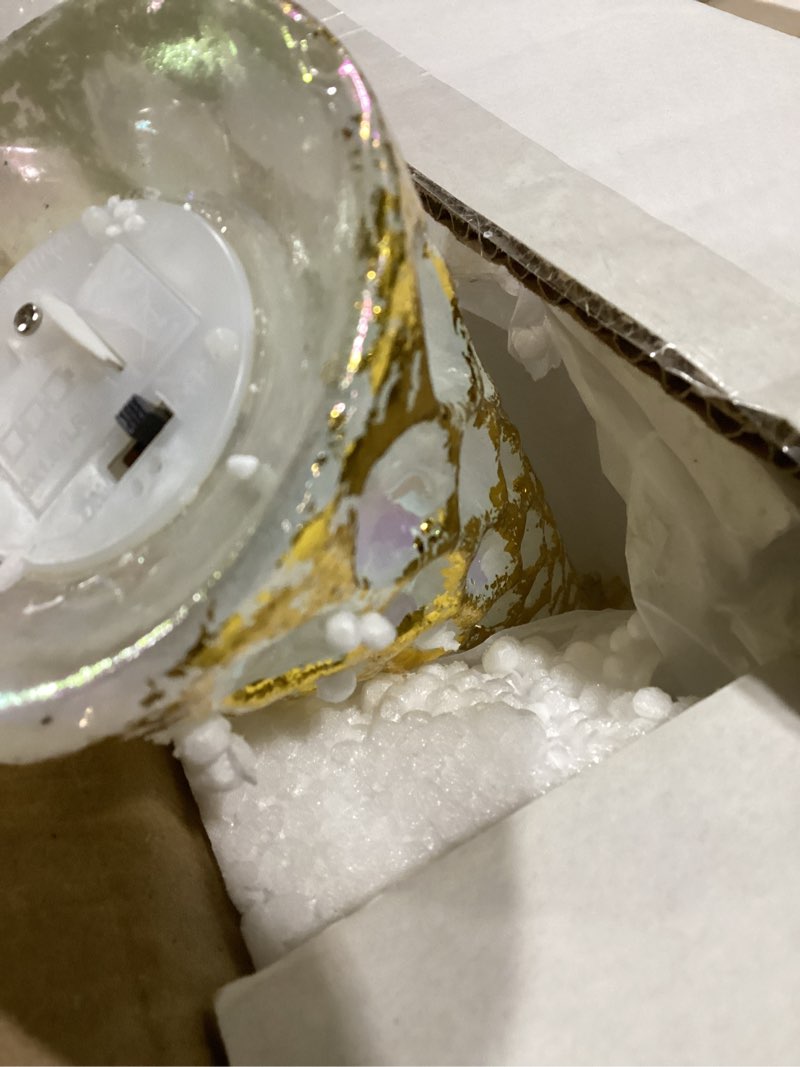 Condition photo showing New/Like New for Red Co. Set of 11, 9.5", and 8" Glass Christmas Tree Figurine Ornaments in 3 Sizes, Light-Up Holiday Season Decor