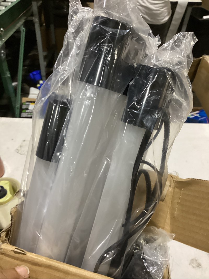 Condition photo showing As Is for bbounder 4 pack linkable led utility shop light, 4400 lm, super bright 6500k cool daylight, 4 ft integrated fixture for garage, 40w equivalent 250w, surface + suspension mount, black black 4ft
