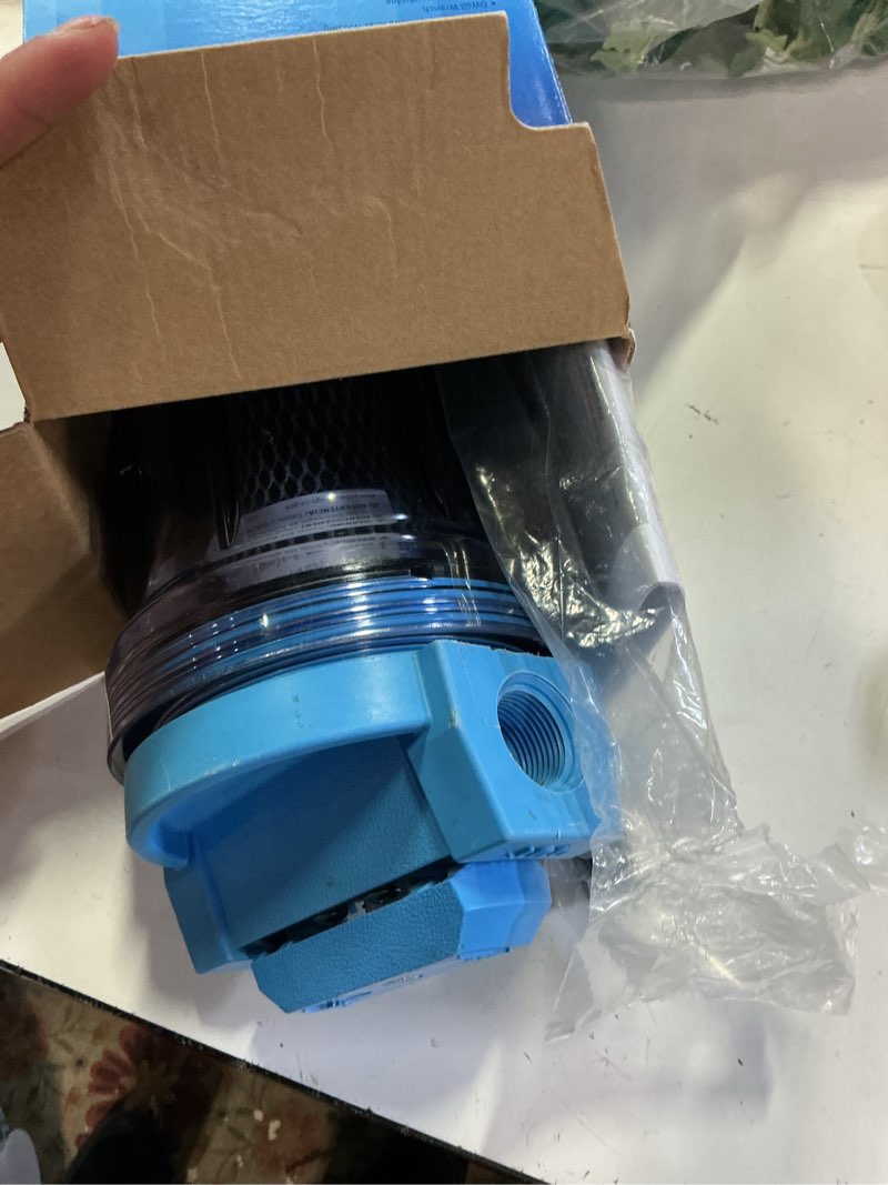 Condition photo showing Good Condition for pentair omnifilter u25 filter system, 10" standard whole house water filtration system with built-in shut off valve, 3/4" npt, includes housing, to1 cartridge, wrench and mounting bracket, 5 micron
