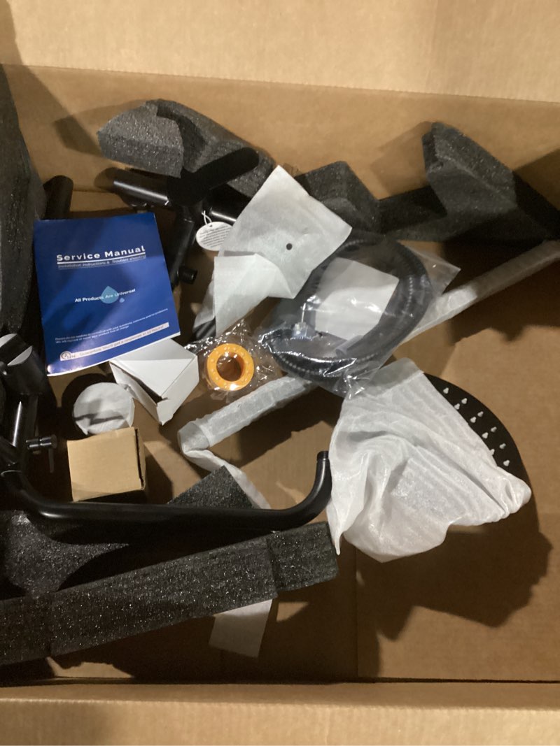 Condition photo showing Good Condition for Possibly incomplete… Veken 10\" Luxurious All Metal Rain Shower Head with Handheld Spray Combo, High Pressure Rainfall Square Shower Heads with Extension Arm, Wide Dual Showerhead, Bathroom Accessories, Matte Black Mainstream Pick Matte Black