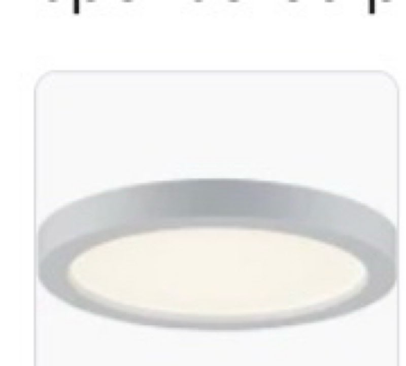 7.5" Flush Mount Dimmable LED Disk Light, 15W (120W Equivalent), 120V, 5000K Bright White, White Trim, ETL Listed - Suitable for Wet Locations - 4/6" J-Box