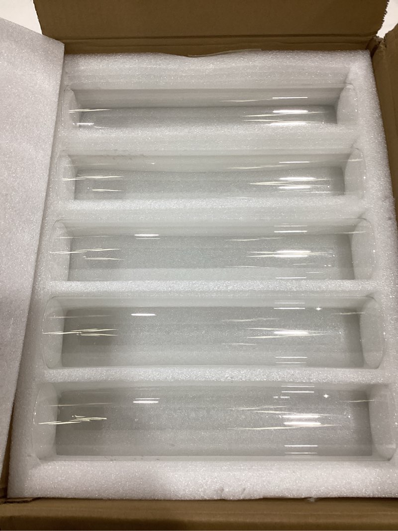 Condition photo showing New/Like New for Hewory Hurricane Glass Candle Holders: 10 PCS Clear Open Ended Cylinder Candle Holder Sleeve for Candlestick Holders - Taper Candle Holder Bulk for Wedding Christmas Centerpiece Decor (D 2.5" x H 11")