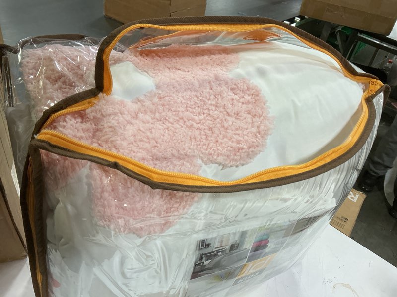 Condition photo showing New/Like New for Intelligent Design Kids Twin Comforter Set for Girls, Tufted Chenille Floral Comforter Set Twin, Lightweight Polka Dot Comforter Reversible Bed Set, Sham, Pillow, Gracie, Twin White/Purple 3 Piece Twin Comforter White/Purple