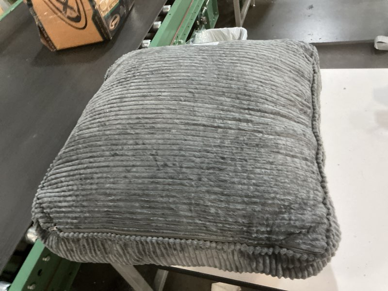 Condition photo showing As Is for Floor Pillow for Adults, 8" Square Floor Cushions with Washable Cover, Large Corduroy Meditation Pillow, 24 inches Tatami Seat with Handle for Living Room or Yoga, Dark Grey 24x24x8 inch Dark Grey 1