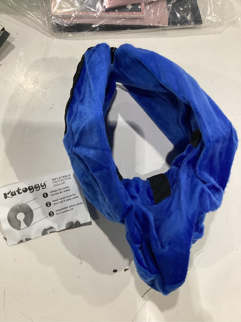 Condition photo showing New/Like New for inflatable dog cone collar for after surgery, doggie neck blow up donut recovery ecollar, soft adjustable dog cone for small medium large dogs and cats blue medium (neck: 11"-15")