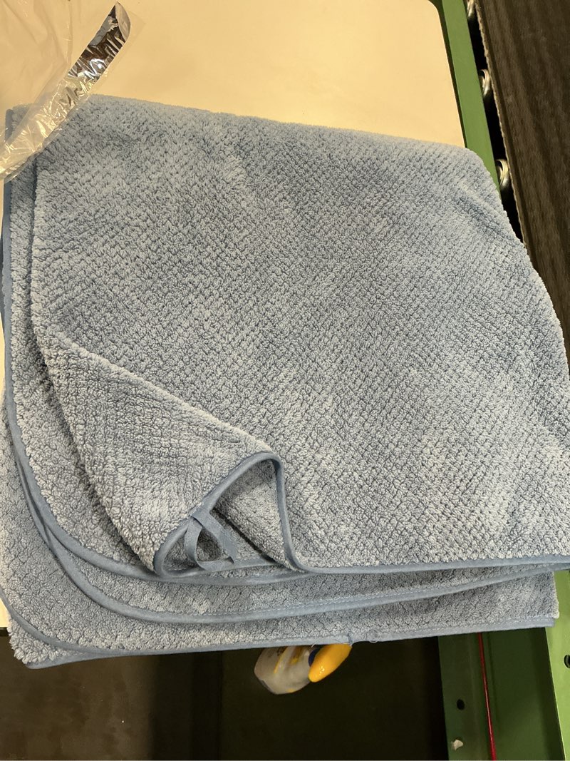 Condition photo showing Good Condition for 2 Pack Bath Towel Set 35" x 70", Extra Large Waffle Bath Towel Set, Microfiber Super Soft Highly Absorbent, Sturdy Quick Drying Towels for Bathroom, Gym, Sports, Yoga (2PCS Light Blue) Blue Bath Towels Bath Towels 2 Piece