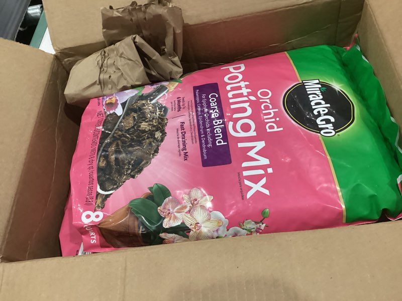 Condition photo showing Good Condition for miracle-gro orchid potting mix coarse blend, 8qt., 2-pack potting mix 8 qt (2 pack)