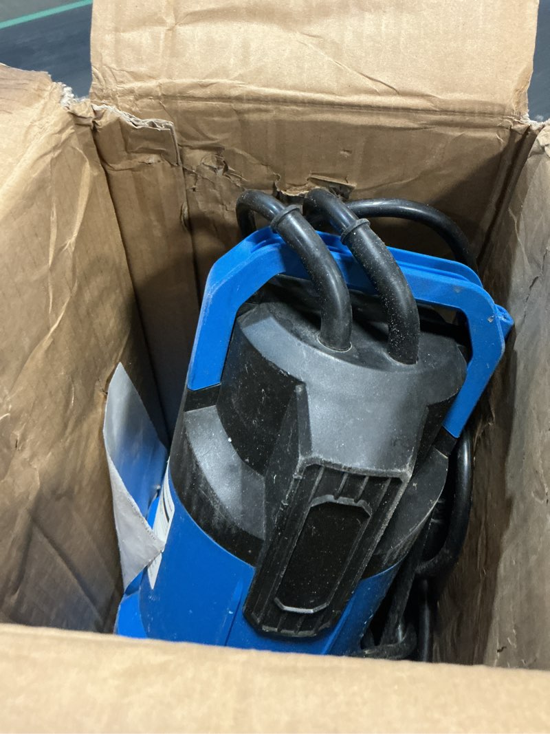 Condition photo showing As Is for foting 1.5hp sump pump, 6300gph high flow clean&dirty submersible water pump with float switch, thermoplastic electric portable utility pump for pool draining hot tub garden basement extra large
