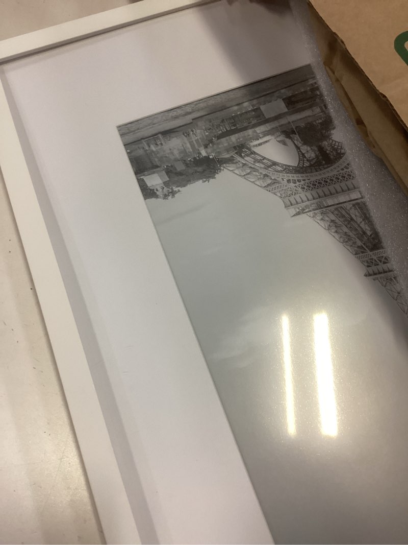 Condition photo showing Good Condition for upsimples 16x20 picture frame, display pictures 11x14 with mat or 16 x 20 without, wall hanging poster frame, white, 1 pack white 16x20