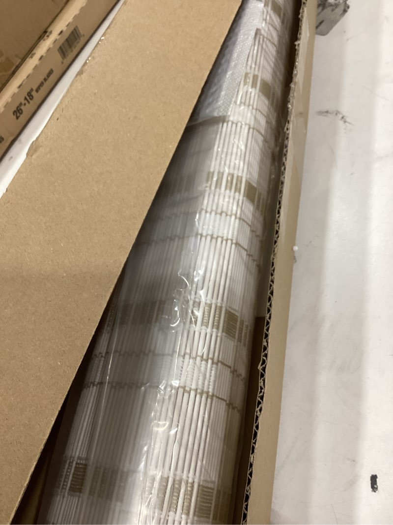 Condition photo showing Good Condition for lazblinds no tools no drill bamboo roller shades, cordless bamboo blinds, light filtering roll up blinds for windows, french door, porch or patio, 29'' w x 64'' h, whitewash b whitewash b 29'' w x 64'' h