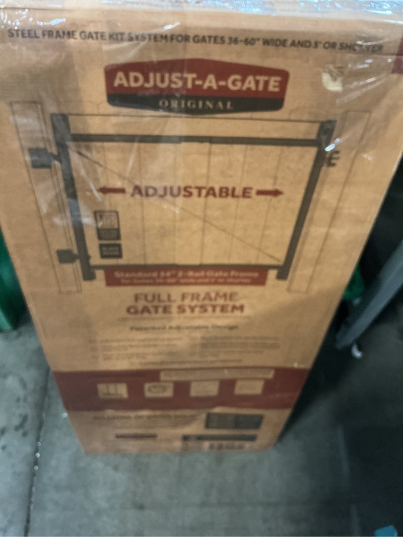 Condition photo showing New/Like New for adjust-a-gate full frame gate fence kit, hardware for openings 36"-60", heights 3'-4' 36"-60" wide openings, 3'-4' high