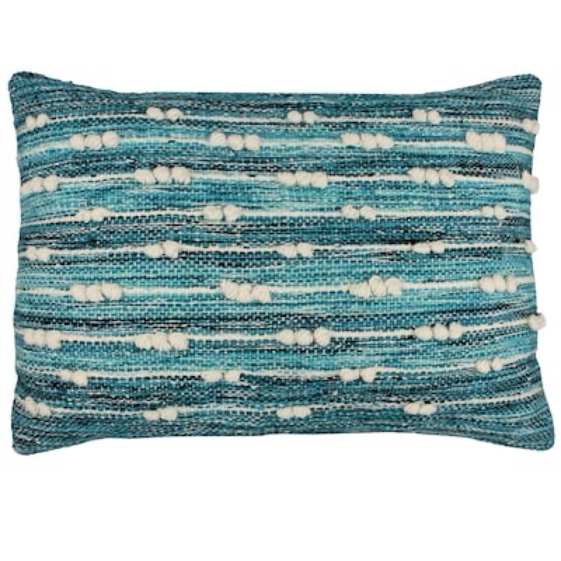 allen + roth striped teal rectangular throw pillow