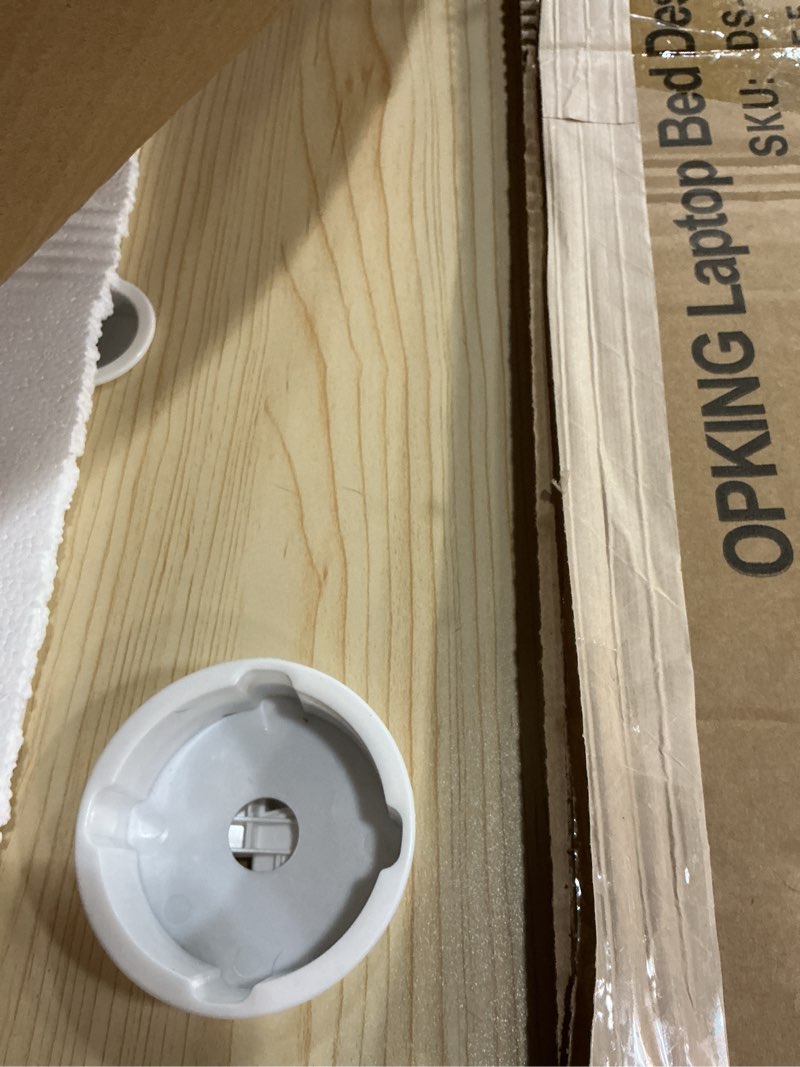 Condition photo showing As Is for Lap Desk for Bed Adjustable Height, Foldable Bed Table with Storage Drawer, Tablet Slot & Cup Holder, Portable Laptop Stand for Bed & Sofa, Bed Desk for Adults & Kids, Glacier