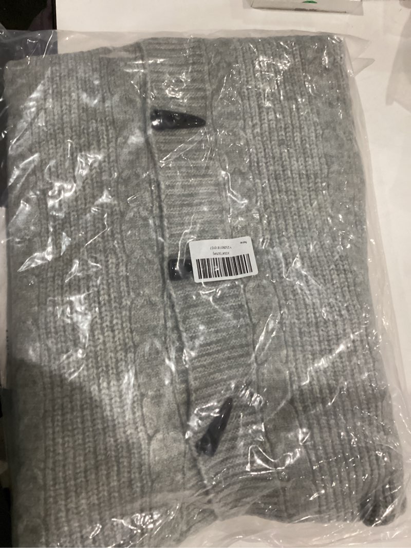 Condition photo showing New/Like New for Women's Fashion Hooded Knit Open Front Sweater Long Sleeve Button Outerwear Coats Dark Gray Small