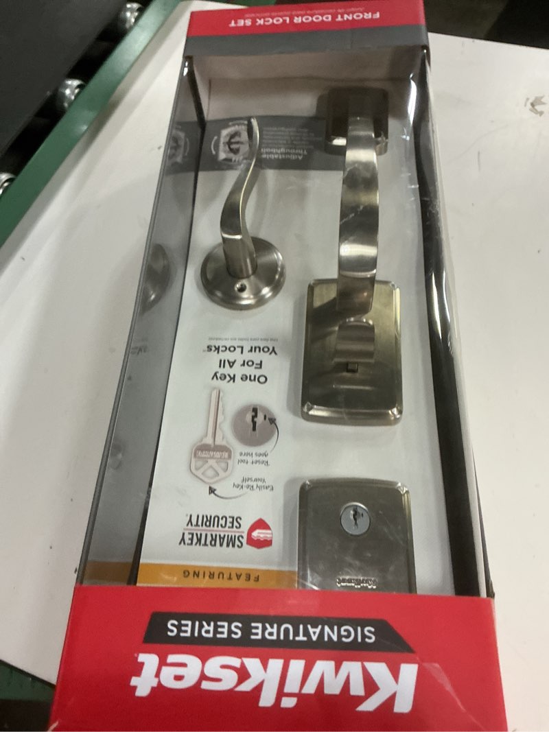 Condition photo showing Good Condition for brentford satin nickel keyed door handleset with deadbolt and sedona door handle featuring smartkey security