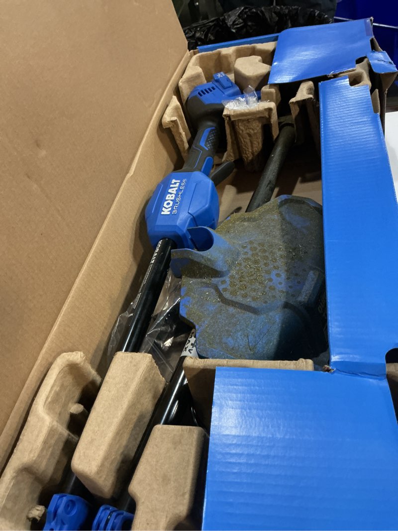Condition photo showing New/Like New for kobalt quiet tech 24-volt 15-in straight shaft battery string trimmer 4 ah (battery included) (charger included)