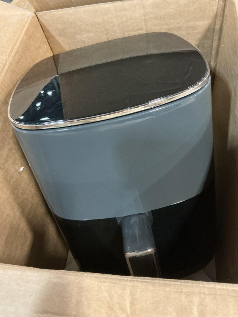 Condition photo showing As Is for sweetcrispy air fryer 6qt with window, square airfryer oven 12-in-1 for family, 400°f rapid air crispy technology, roast bake dehydrate, nonstick & easy-clean basket,grey
