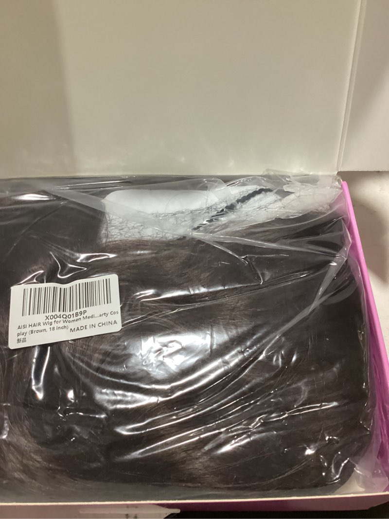 Condition photo showing As Is for aisi hair ?beginner friendly wigs 18 inch chestnut brown wig for women medium length wave curly glueless synthetic heat resistant hair wigs for daily party cosplay chestnut brown 18 inch