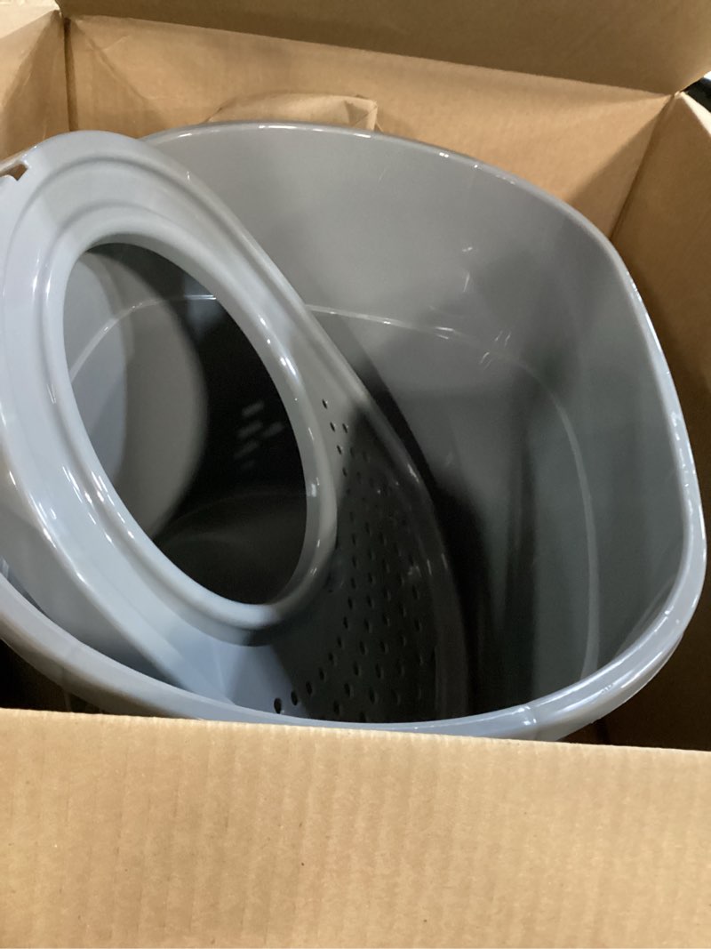 Condition photo showing Good Condition for amazon basics large cat litter box with high sides, top entry, includes scoop, 20.5 x 14.75 x 14.38 inches, grey