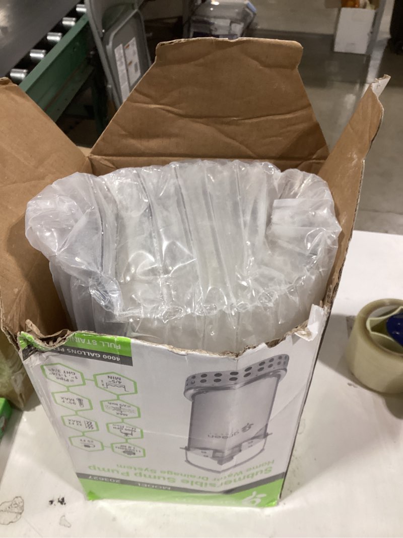 Condition photo showing As Is for green expert 1hp submersible sump pump 4000gph high flow full stainless steel 25ft power cord fast water drainage for flood pool garden pond hot tub rain barrel heater flush household drain system
