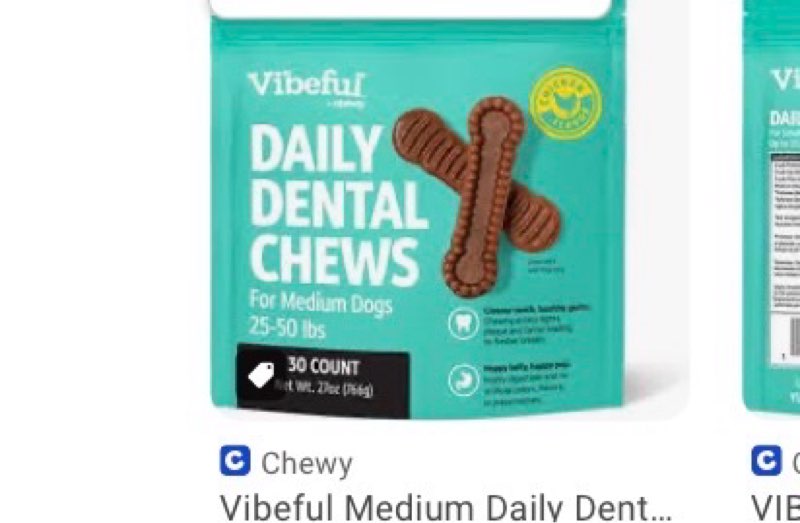 Vibeful Small Daily Dental Chews for Dogs, Chicken Flavor, 30 count(best mar 07/2026)