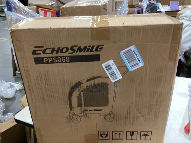 Condition photo showing New/Like New for EchoSmile 4 Wheels Pet Stroller, Foldable Dog & Cat Stroller for All-Season, Lightweight Carrier with Storage Basket, Adjustable Handle, Removable Pad, Breathable Mesh, Up to 135 lbs, Pink