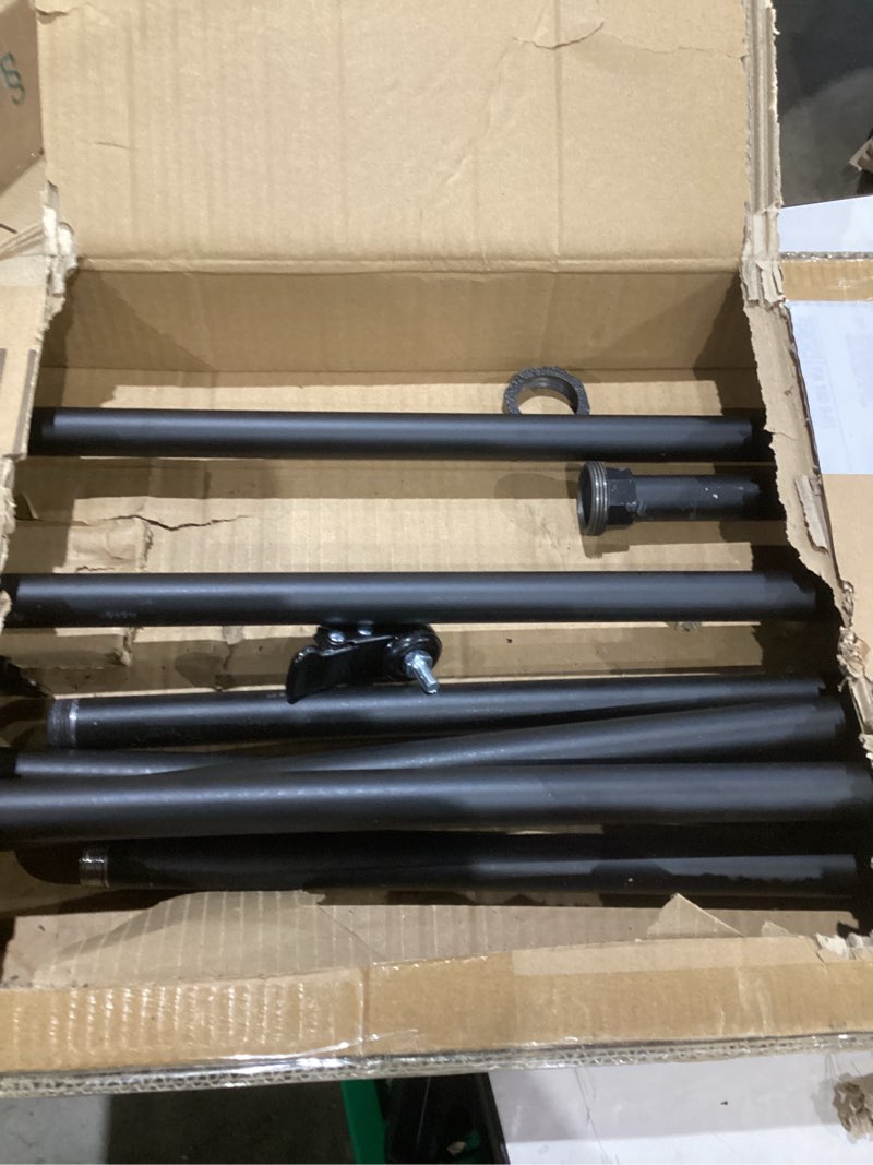 Condition photo showing As Is for industrial pipe clothing rack with wheels, heavy duty rolling garment rack with bottom shelf, sturdy metal clothes rack for hanging clothes, black mobile wardrobe rack for bedroom & boutique