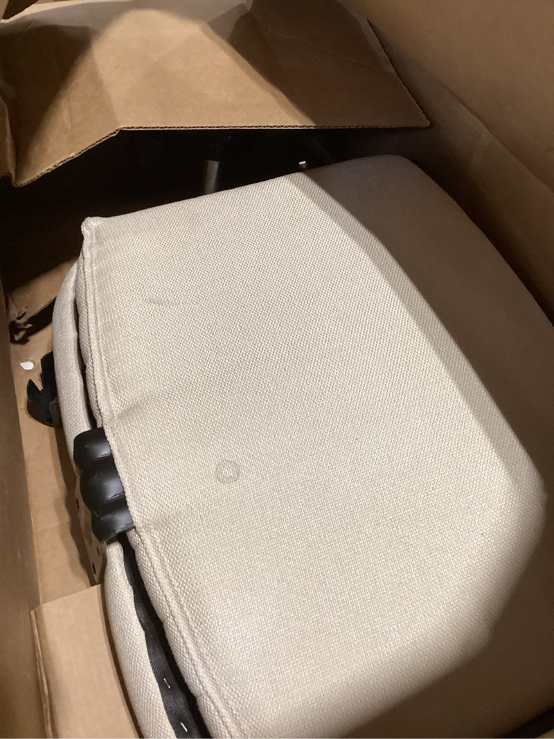 Condition photo showing New/Like New for DUMOS Desk Chair No Wheels, Criss Cross Chair Wide Cross Legged Office Desk Vanity Comfy Chair, Armless Adjustable Swivel Chairs for Home Computer Task Beige