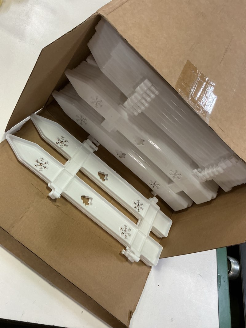 Condition photo showing Good Condition for anglechic 100 pcs white garden fence edging, 29.5ft total plastic picket fence border for flower beds, 12 inch decorative lawn edging landscape guard for yard path small animal & holiday decor white 100
