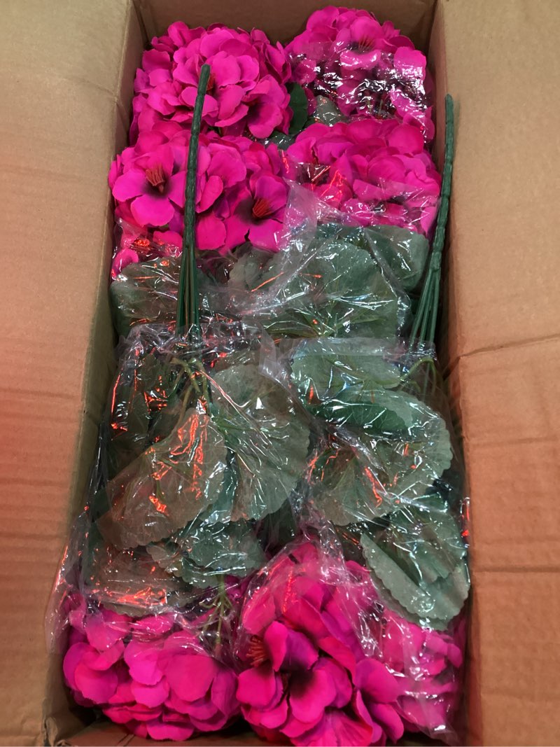 Condition photo showing As Is for hananona 6 pcs artificial geranium flowers for outdoors geraniums silk flowers outdoor uv resistant garden plants faux flowers for home kitchen table centerpieces decor (6, rose red)